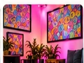 Artwork and seating inside Barrio 13